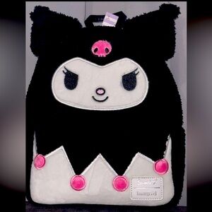 Loungefly Kuromi Mini Backpack Black Sherpa Sanrio New Sealed